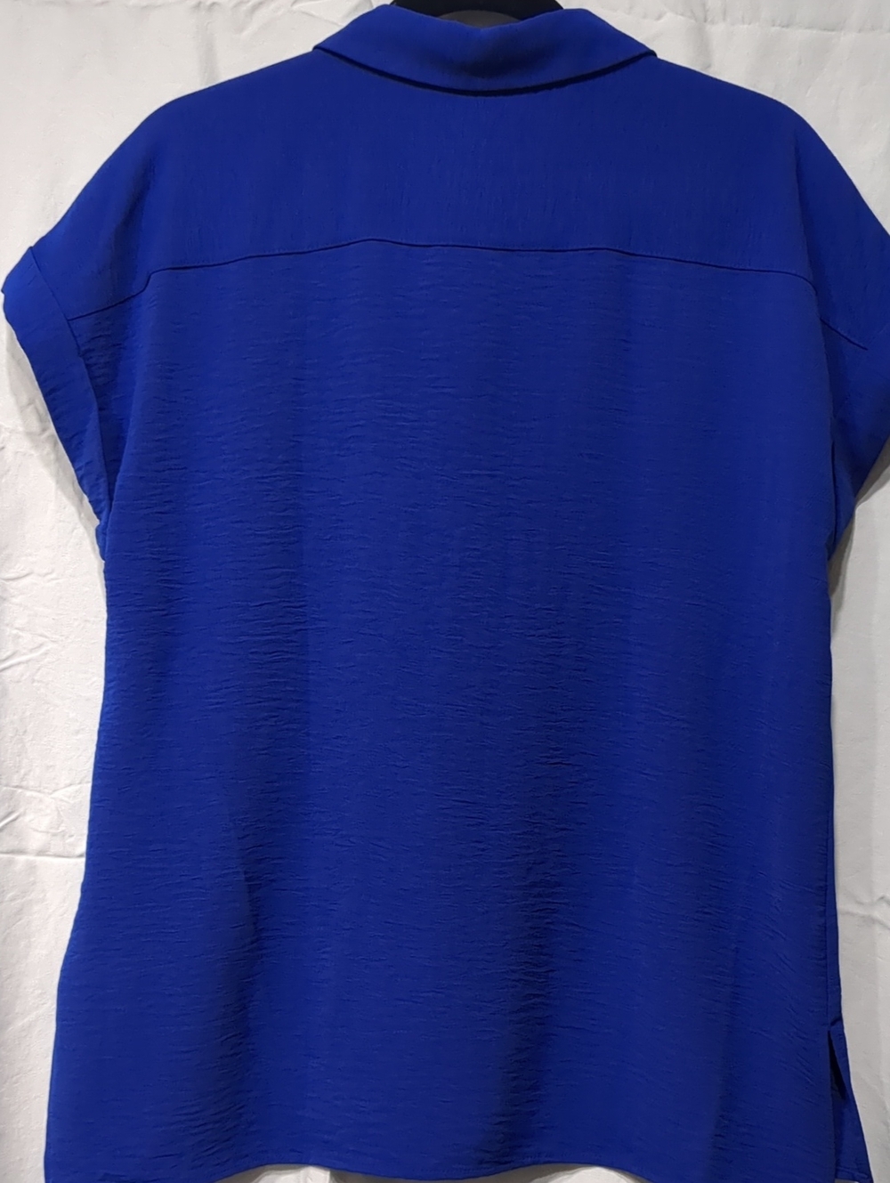 Calvin Klein Short Sleeve Button-Front Blouse — Cobalt Blue NWT - Picture 2 of 6